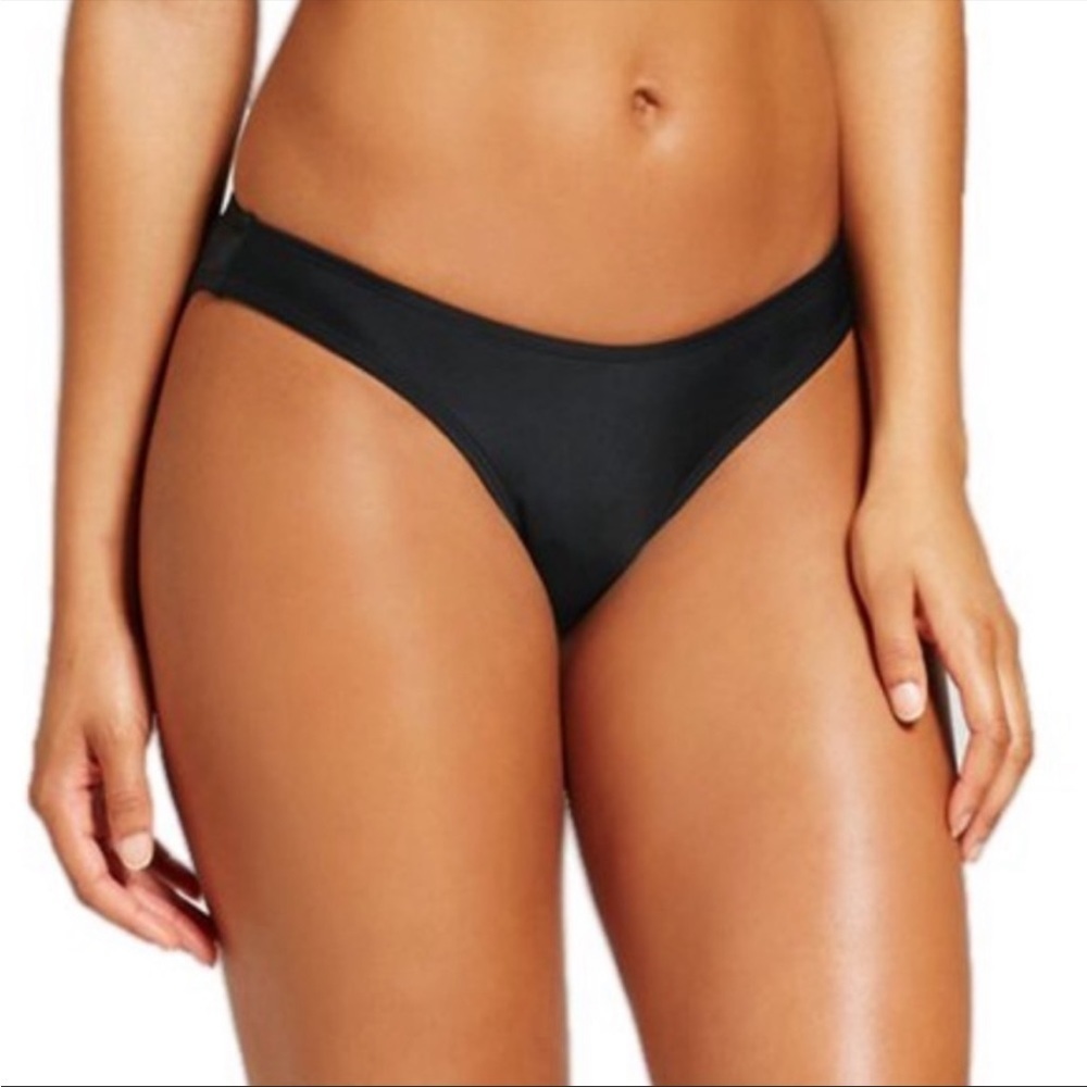 Juniors xhilaration high leg scoop waist sexy black bikini bottom sexy swim nwt